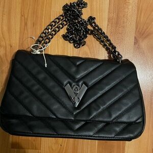 Valentino Orlandi Black Quilted Shoulder Bag with Chain Strap